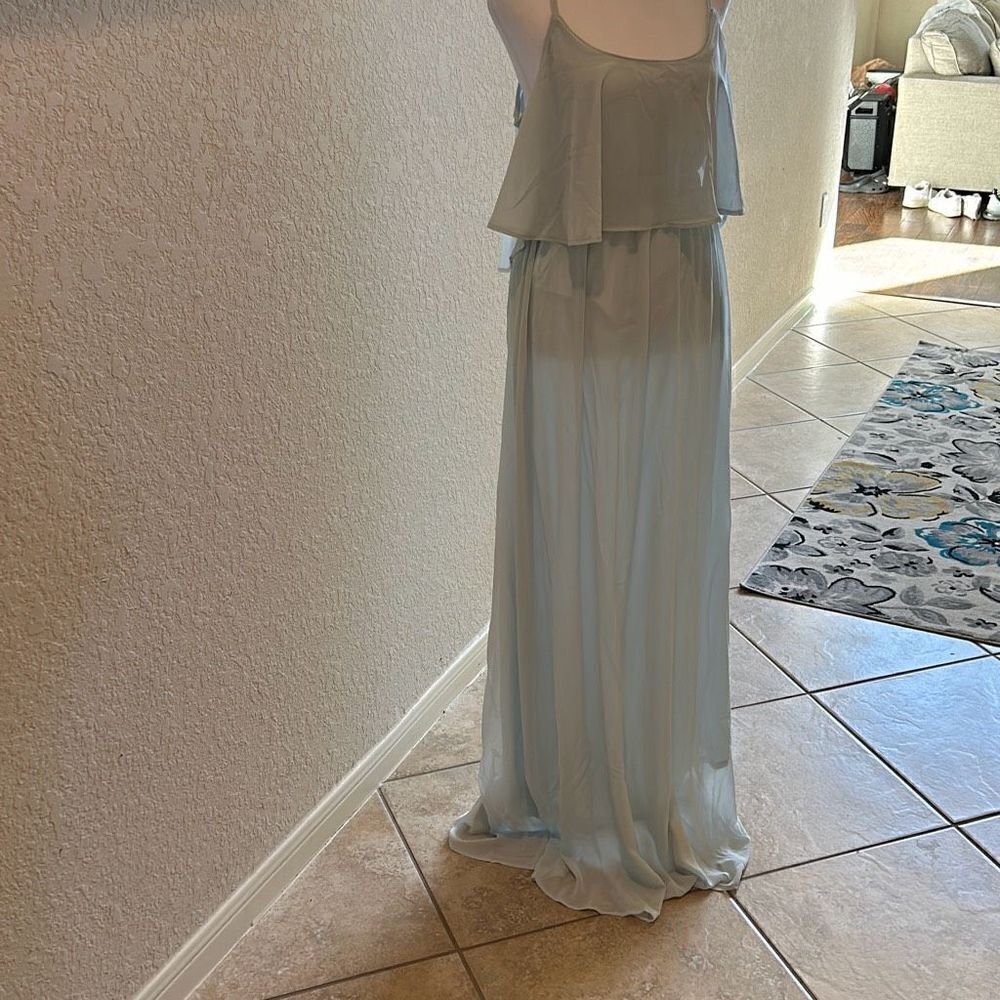 Light Blue Women's Layered Chiffon Maxi Dress